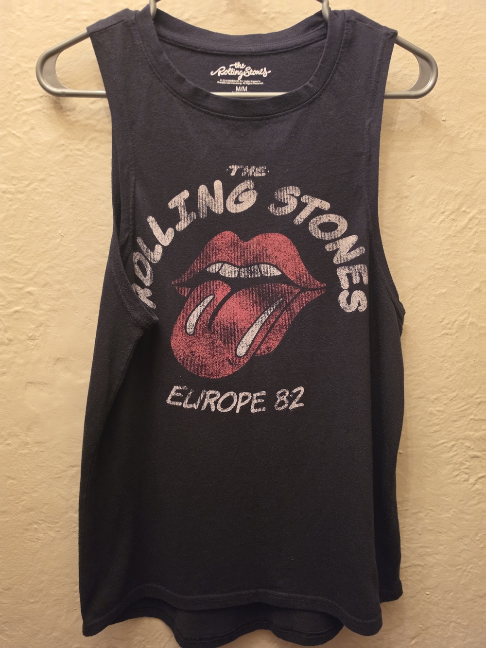 Rolling Stones Europe 82 Black Muscle Tank Top Official Band Tee M Retro Rock